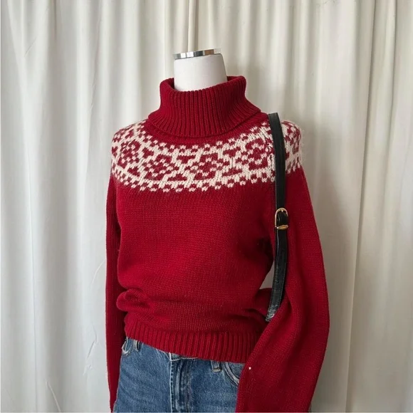 Talbots Fair Isle turtleneck sweater wool blend Medium Petite. - Picture 1 of 8